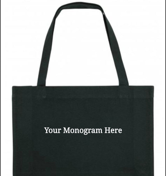 Personalised Large Cotton Canvas Tote Bag - Custom Name, Initials or Year